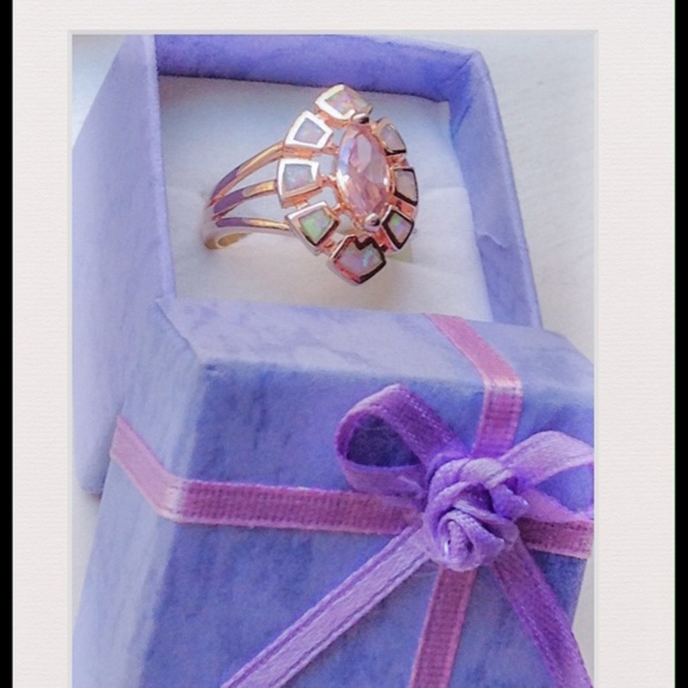 🆕 14k Opal & Pink Topaz Ring NWT - Picture 3 of 6